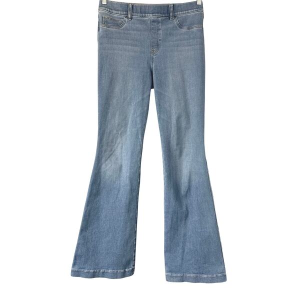 Spanx Shaping EveryWear Flare Jeans Pull On Denim Blue Size L *EUC - Picture 3 of 13